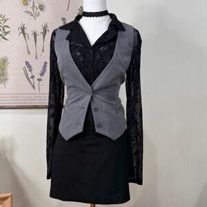Vintage 90s Y2k NY & Co Gray Button Up Vest Corpcore Officecore Office Siren 6
